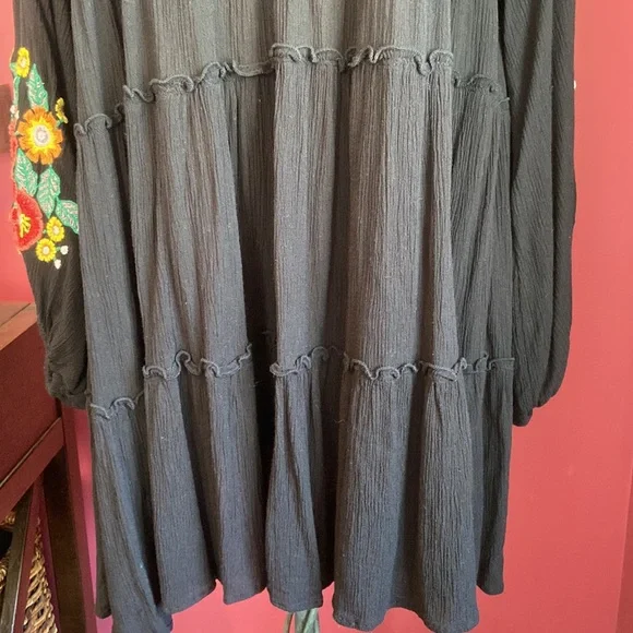 Free People Spell On You Embroidered Floral Black Dress - Picture 6 of 8